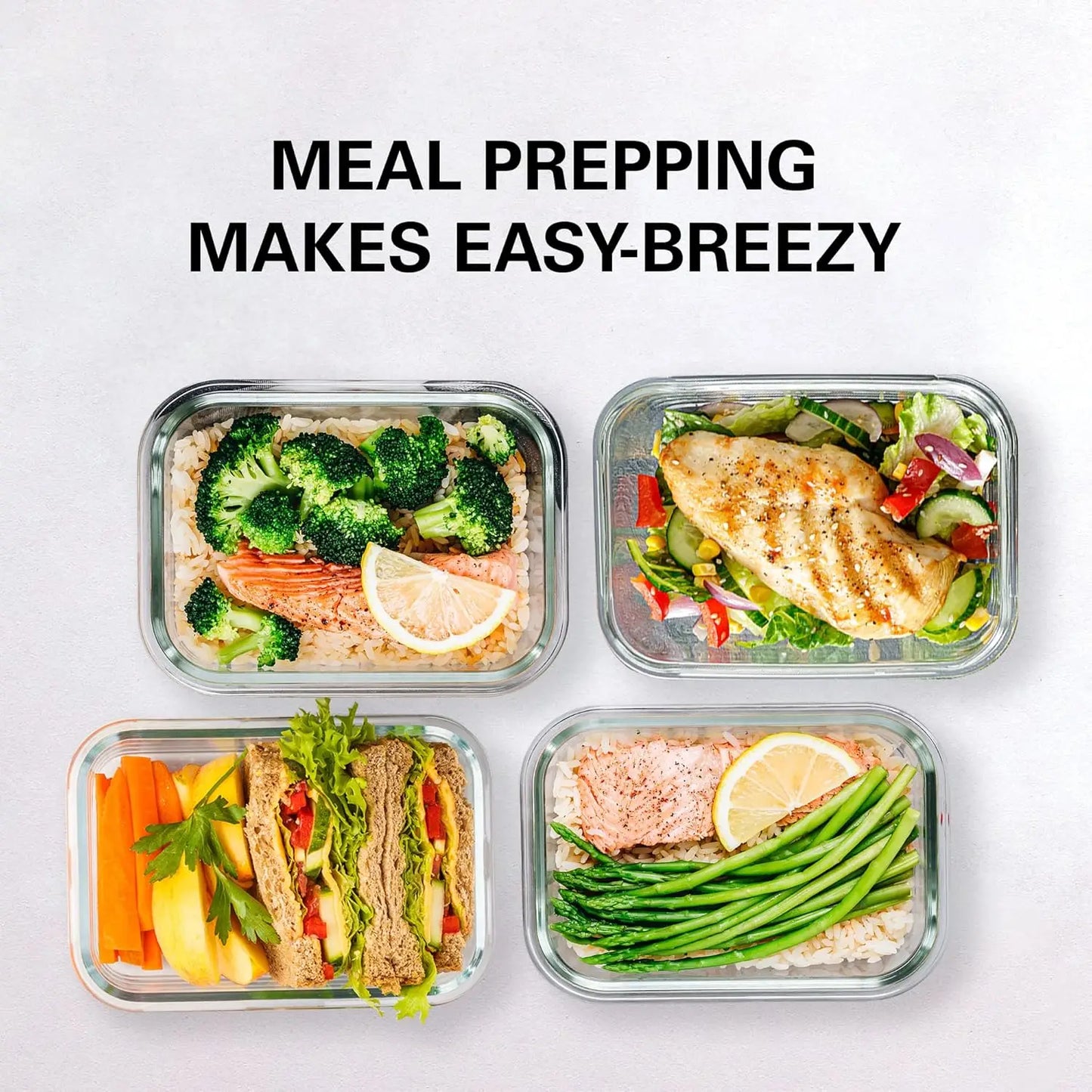 16-Piece Glass Meal Prep Containers Set