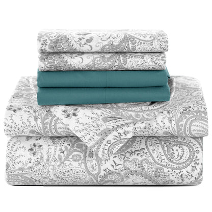 6 Piece Sheet Set, Ultra Soft Microfiber, Paisley