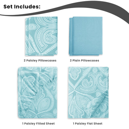 6 Piece Sheet Set, Ultra Soft Microfiber, Paisley