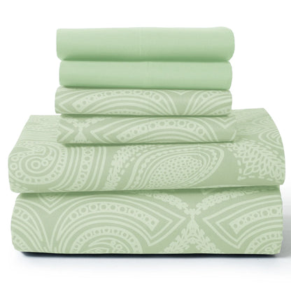 6 Piece Sheet Set, Ultra Soft Microfiber, Paisley