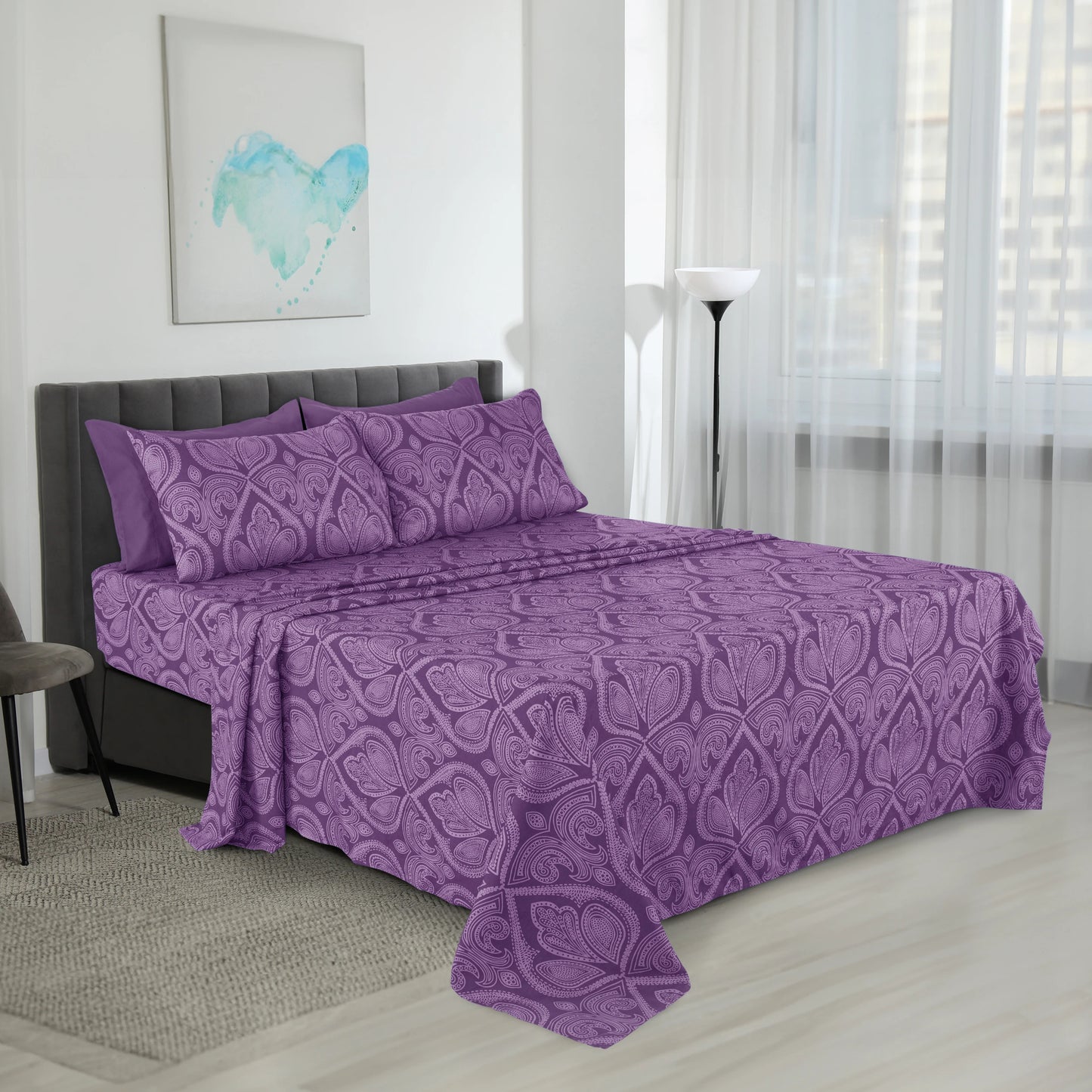 6 Piece Sheet Set, Ultra Soft Microfiber, Paisley