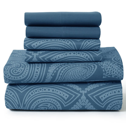 6 Piece Sheet Set, Ultra Soft Microfiber, Paisley