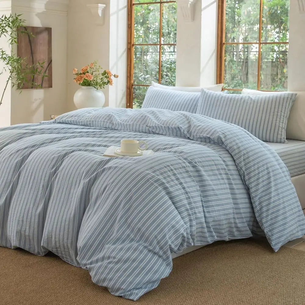 100% Washed Cotton Linen Like Duvet Cover
