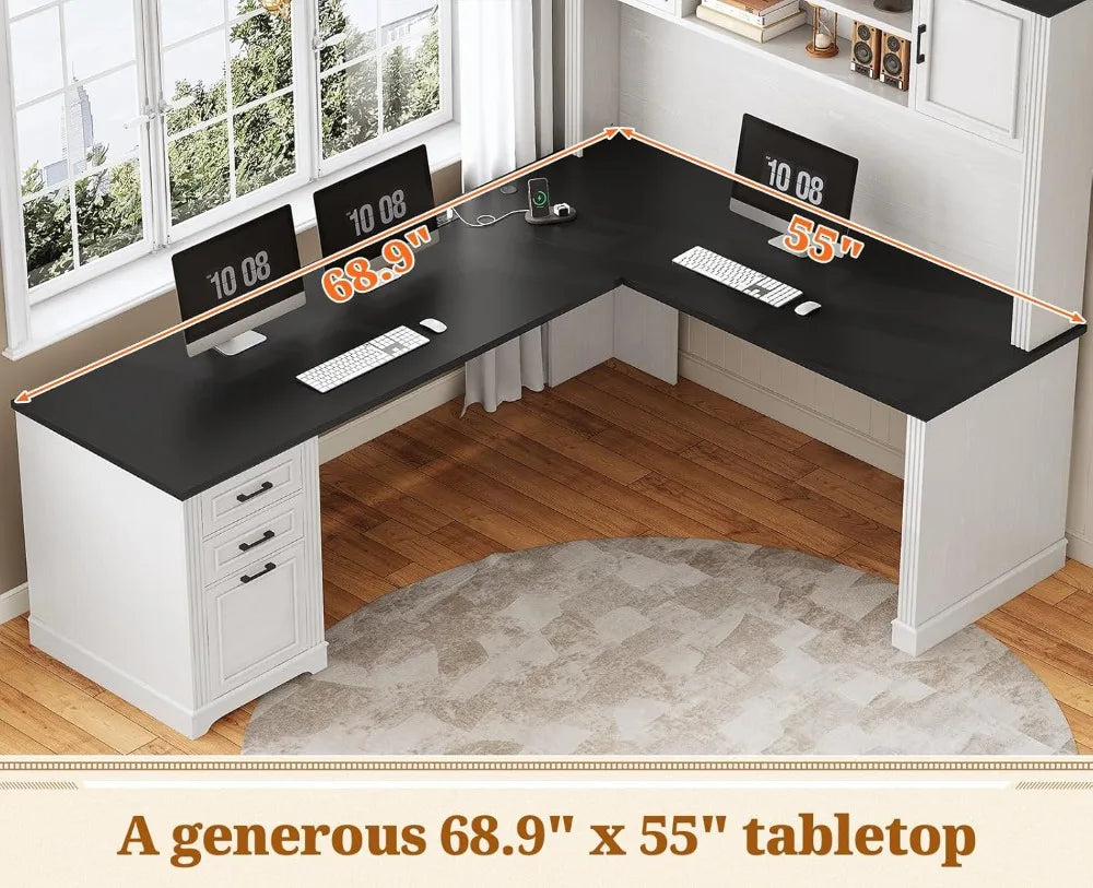 L-Shaped Desk with Hutch