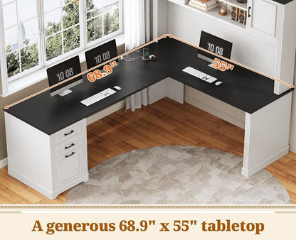 L-Shaped Desk with Hutch