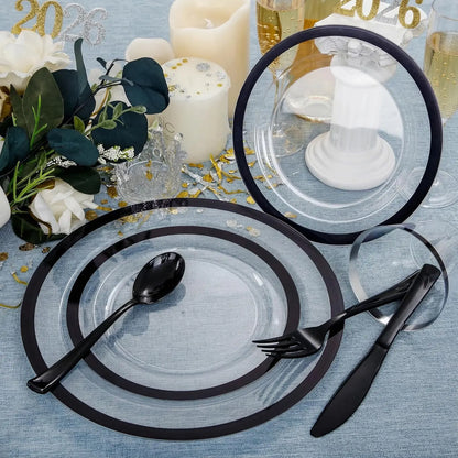 350 Pcs Clear & Black Plastic Set