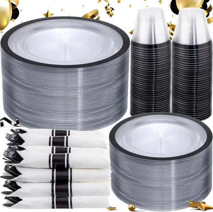 350 Pcs Clear & Black Plastic Set