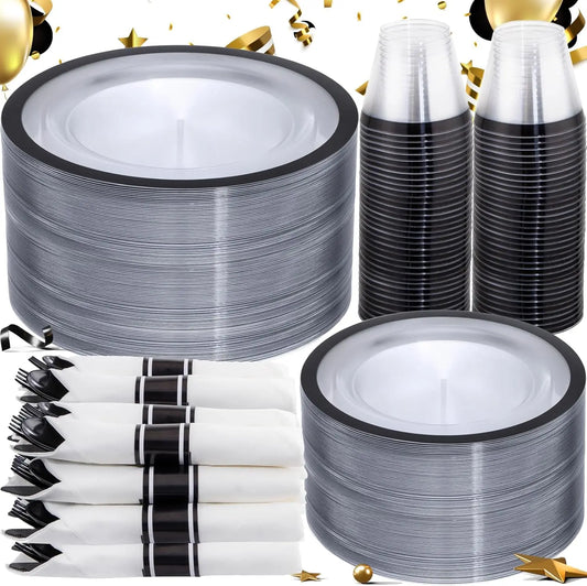 350 Pcs Clear & Black Plastic Set