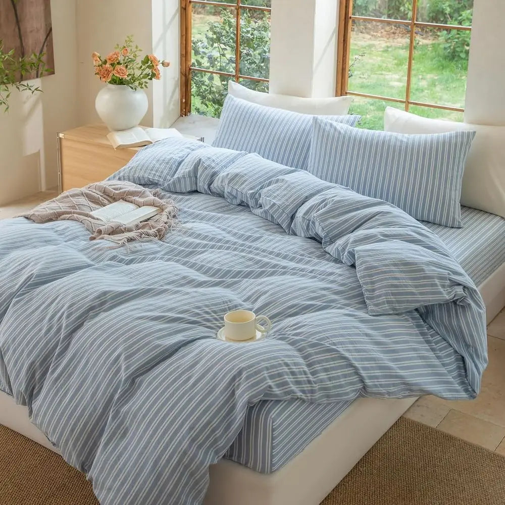 100% Washed Cotton Linen Like Duvet Cover