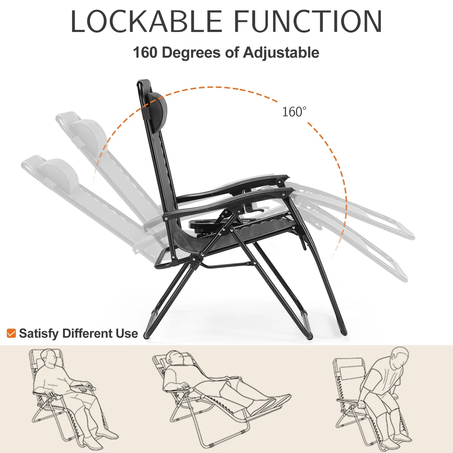 Set of 2 Portable Recliner Lounge Chair