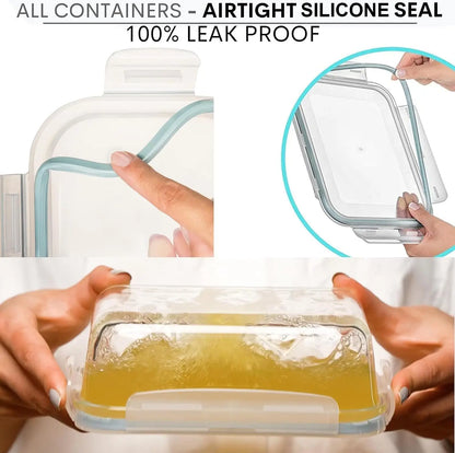 16-Piece Glass Meal Prep Containers Set
