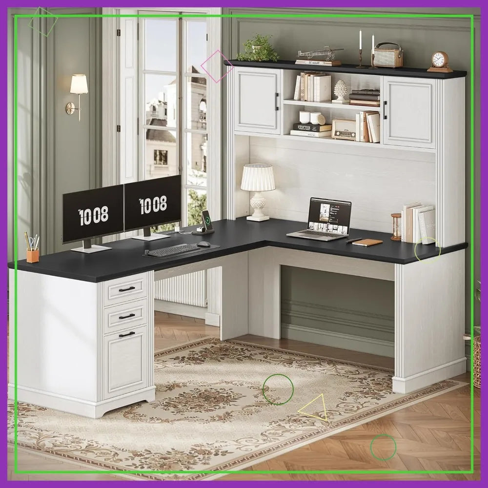 L-Shaped Desk with Hutch