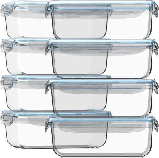 16-Piece Glass Meal Prep Containers Set