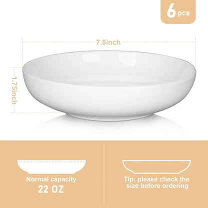 22 Ounce Porcelain Pasta Bowls Set 6