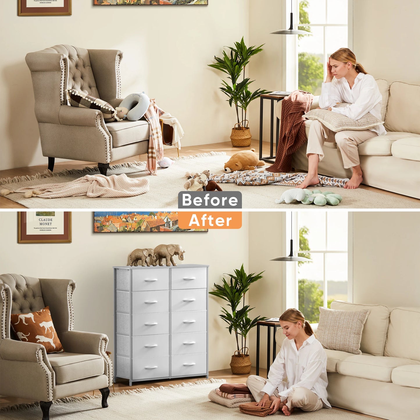 5/7/10 White Lover Fabric Drawers