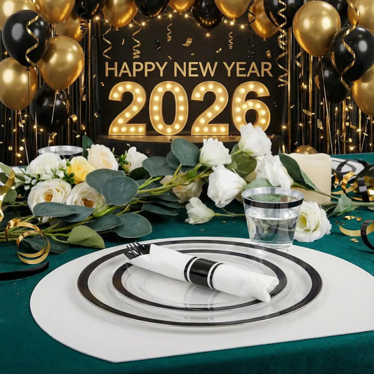 350 Pcs Clear & Black Plastic Set