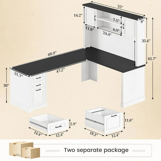 L-Shaped Desk with Hutch