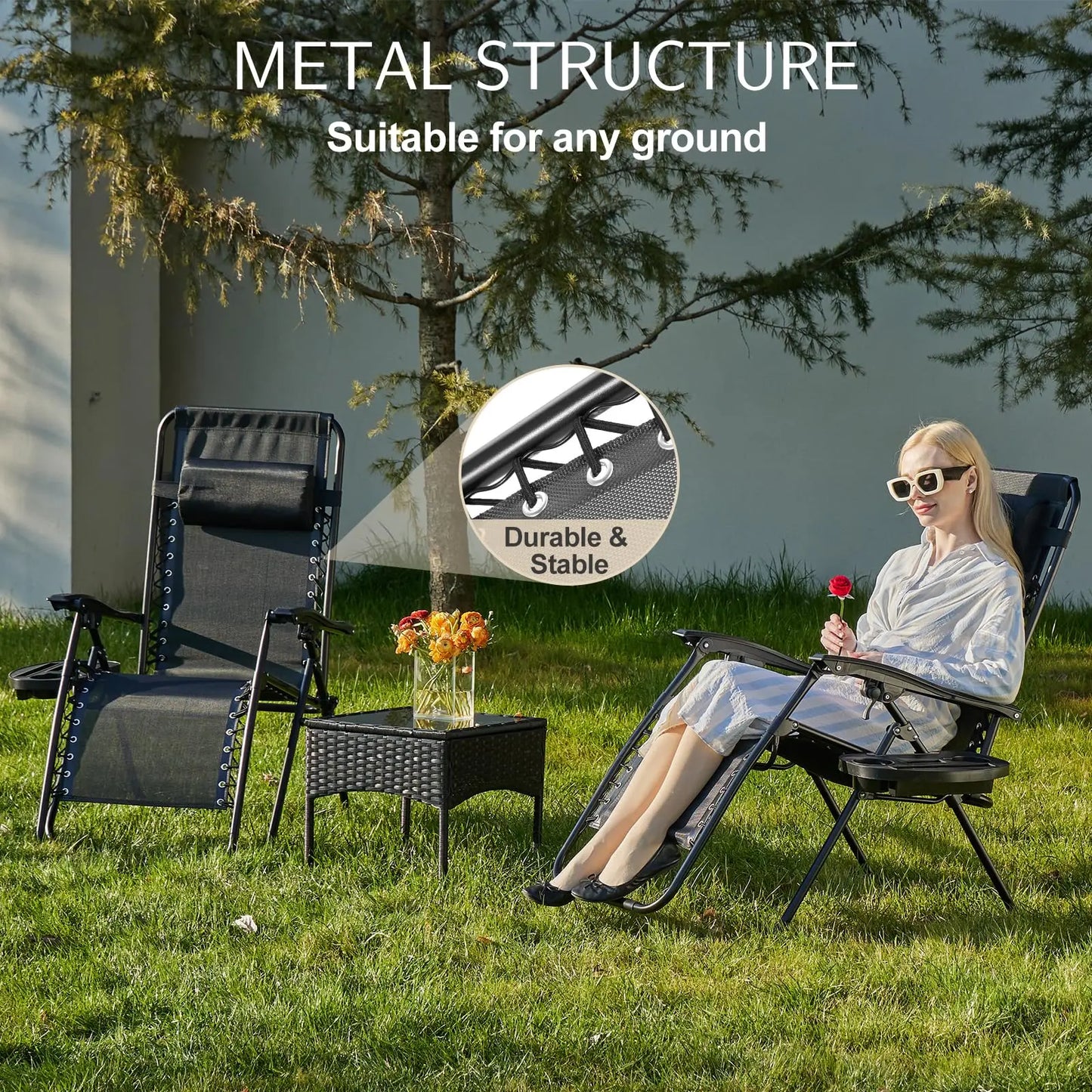 Set of 2 Portable Recliner Lounge Chair
