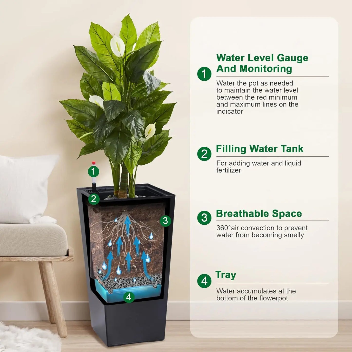 2 PCS 22.4 Inch Tall Planter
