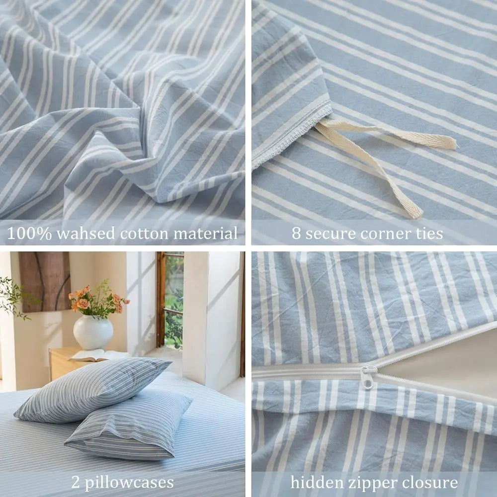 100% Washed Cotton Linen Like Duvet Cover