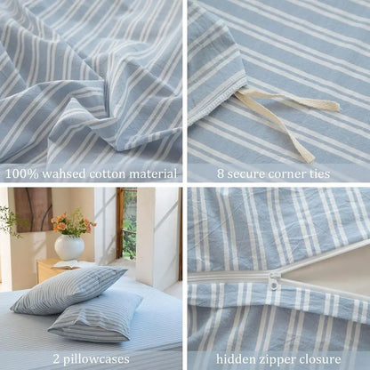 100% Washed Cotton Linen Like Duvet Cover
