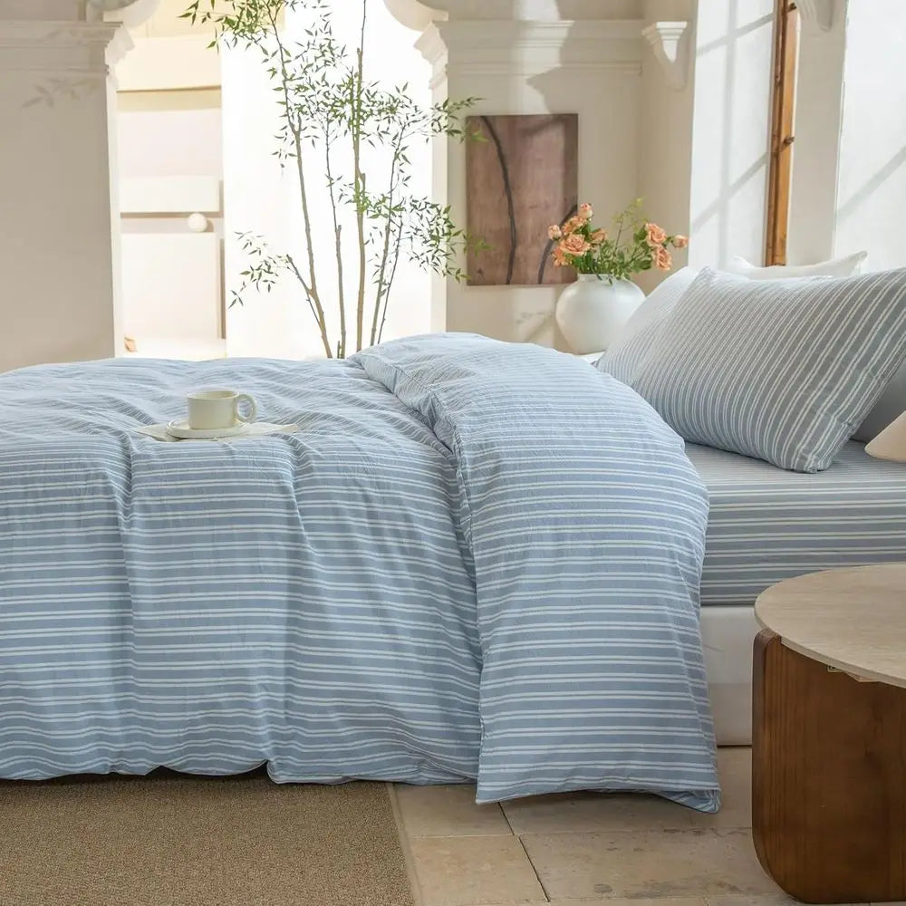 100% Washed Cotton Linen Like Duvet Cover