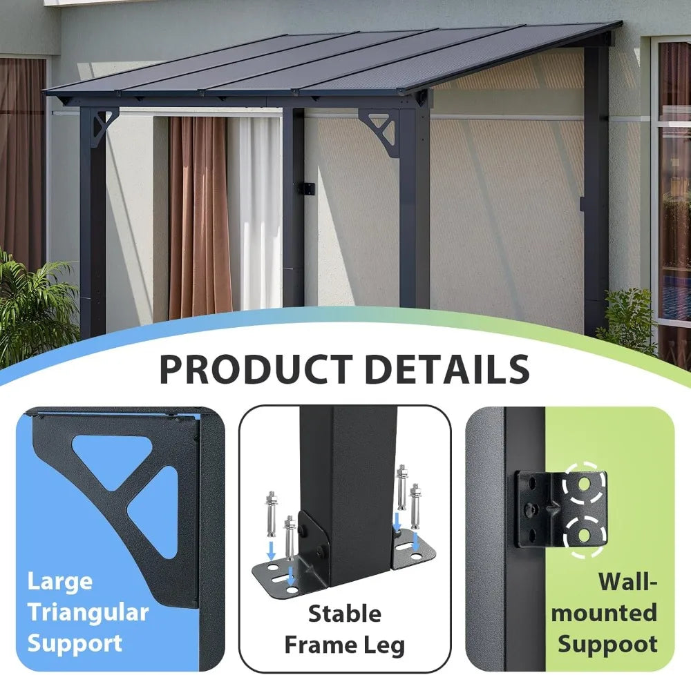 8x5ft Wall Mounted Gazebo