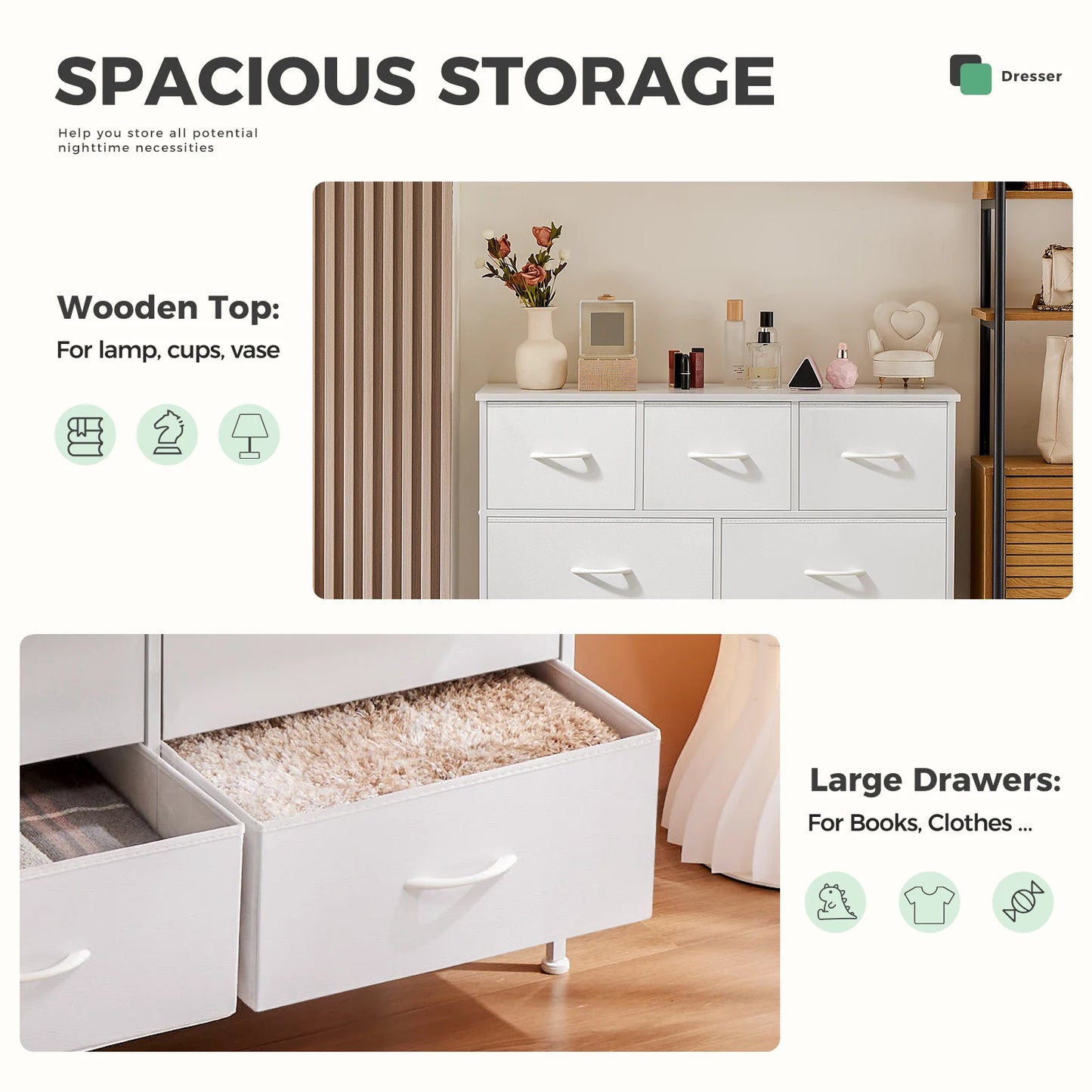 5/7/10 White Lover Fabric Drawers