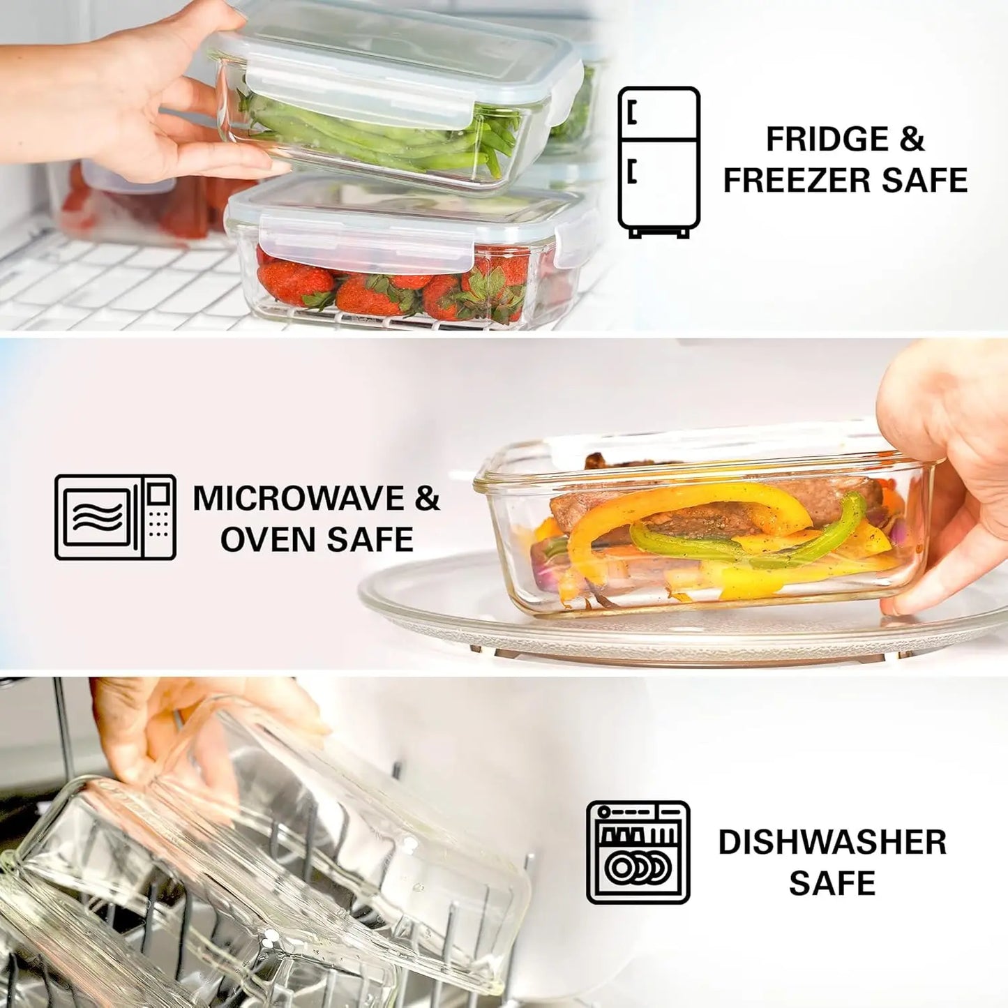16-Piece Glass Meal Prep Containers Set