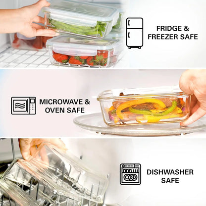 16-Piece Glass Meal Prep Containers Set