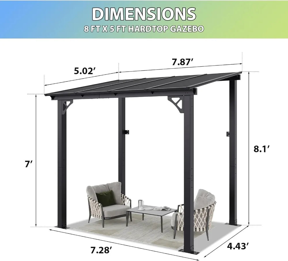 8x5ft Wall Mounted Gazebo