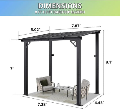 8x5ft Wall Mounted Gazebo