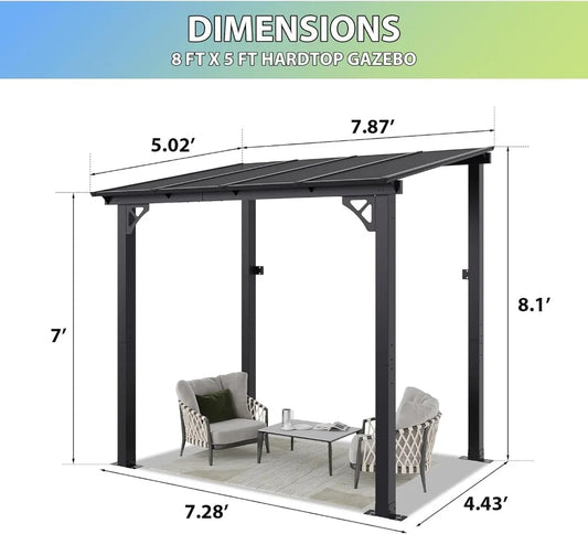 8x5ft Wall Mounted Gazebo