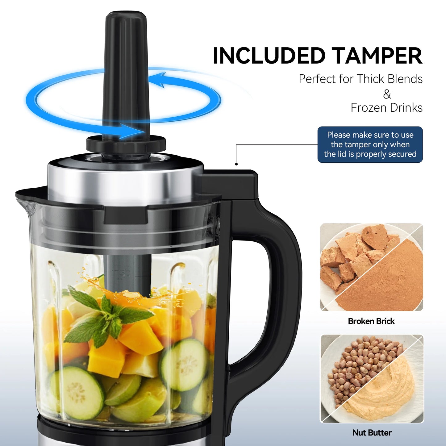 Glass Blenders for Kitchen with Tamper